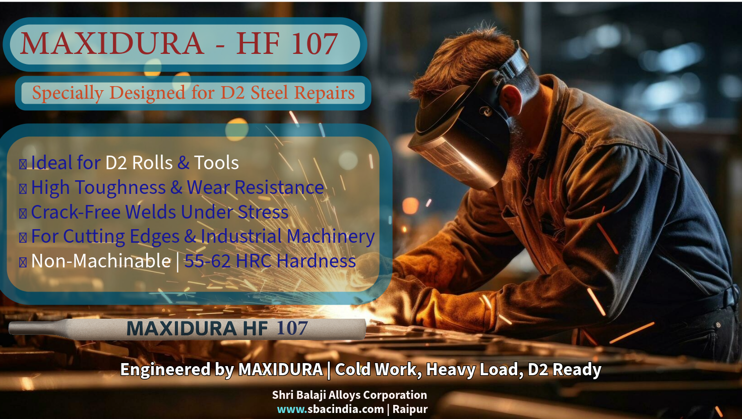 D2 tool steel welding with HF-107 Hardfacing electrode for D2 repair MAXIDURA HF-107 on shear blade Welding D2 die with MAXIDURA High-hardness electrode for cold tools