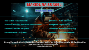 Welding stainless steel to carbon steel using 309L electrode Clean weld bead finish with low carbon stainless steel electrode Industrial welder using 309L SS electrode for dissimilar joints Close-up of smooth arc welding with 309L rod Corrosion-resistant weld made using stainless steel 309L electrode Multi-position welding demo with 309L stainless steel electrode
