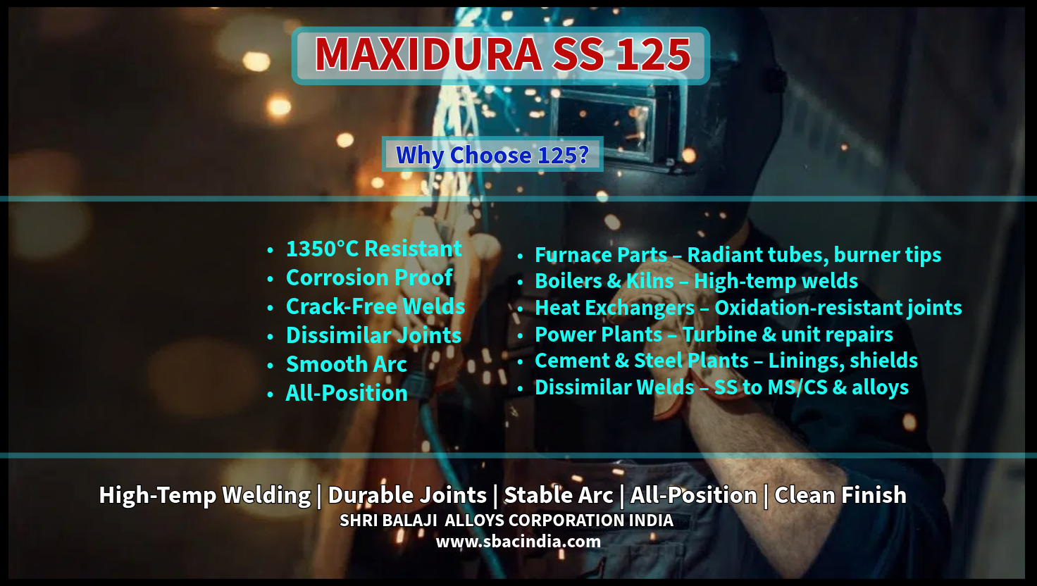 MAXIDURA 125 stainless steel welding electrode for extreme heat High-temp stainless steel welding electrode for furnaces and boilers Crack-free stainless steel welding electrode for dissimilar joints Durable stainless steel welding electrode for power plants All-position stainless steel welding electrode for industrial welding Stainless steel welding electrode for oxidation-resistant repairs
