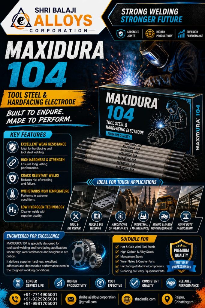 MAXIDURA 104 Tool Steel and Hardfacing Electrode for Industrial Welding Applications